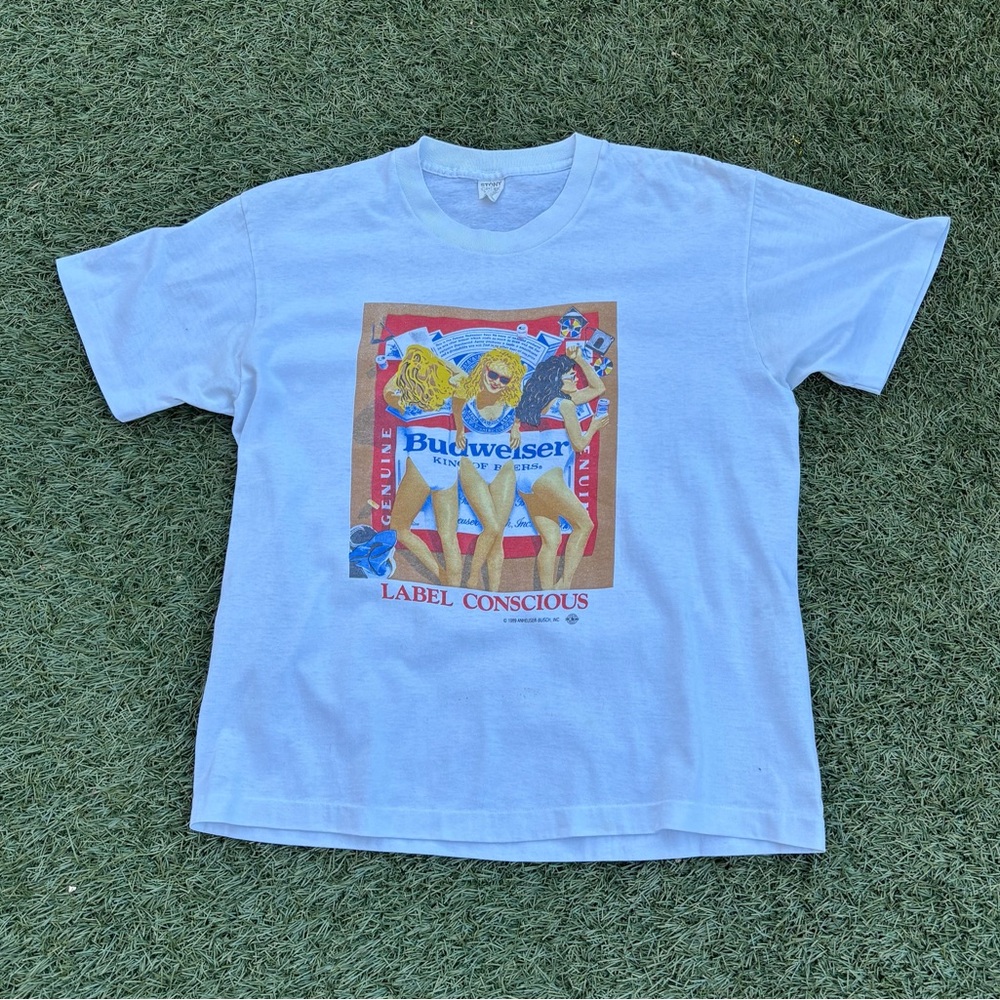 Budweiser White Tee with Colorful Graphic